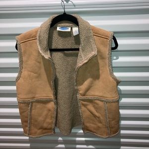 Casual Options Women’s Size Medium Brown Vegan Shearling Gilet Full Zip Vest